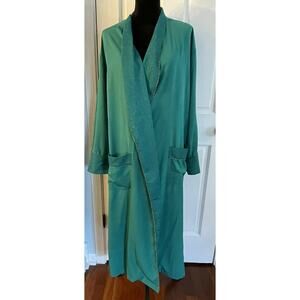 Victoria's Secret Women's Vintage Gold Label 90’s Green Satin Bath Robe Large